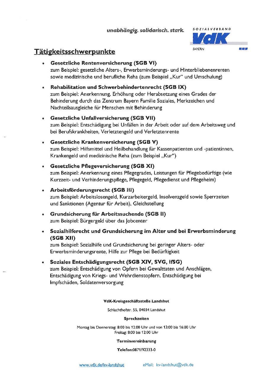 Tätigkeitsschwerpunkte – Seite 1
